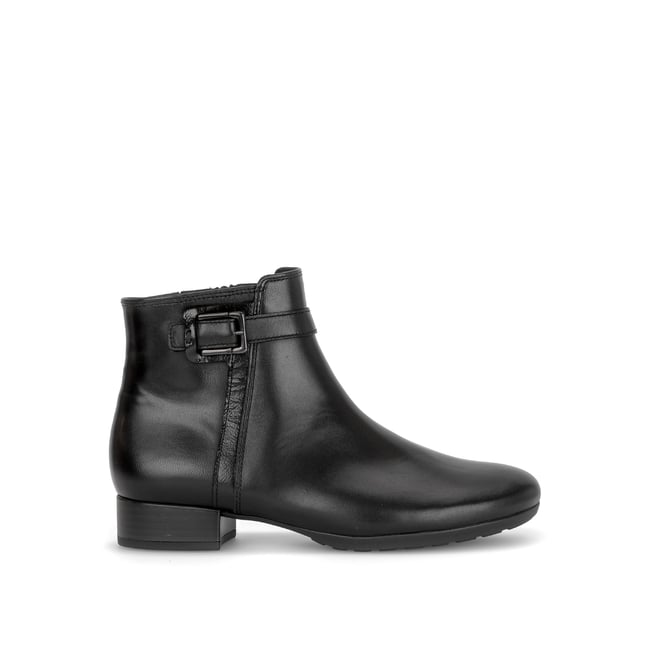 Bottines en cuir vernis à talon décroché noir <span itemprop=