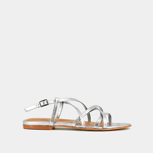 Word Leather Flat Sandals - JONAK