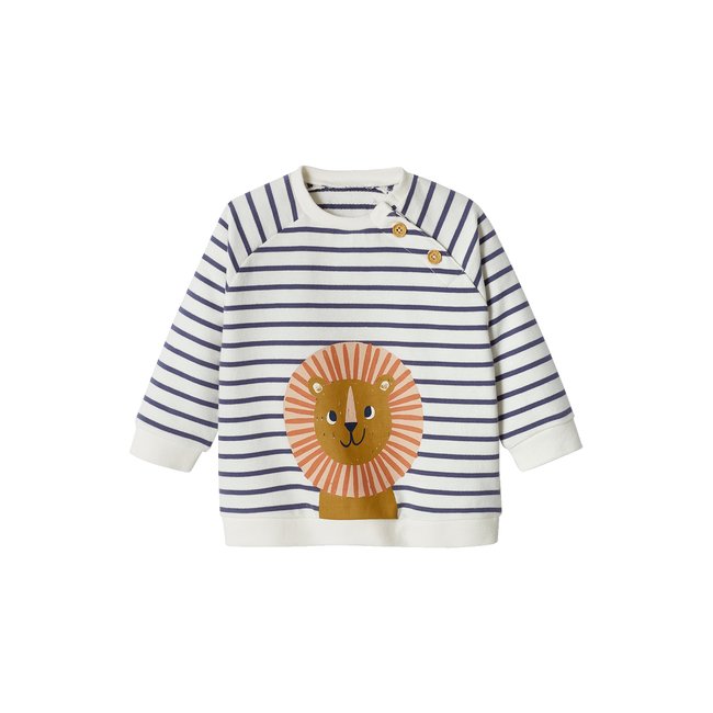 Sweat rayé en molleton bleu ardoise <span itemprop=