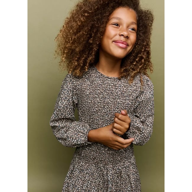 Robe à fleurs marron <span itemprop=