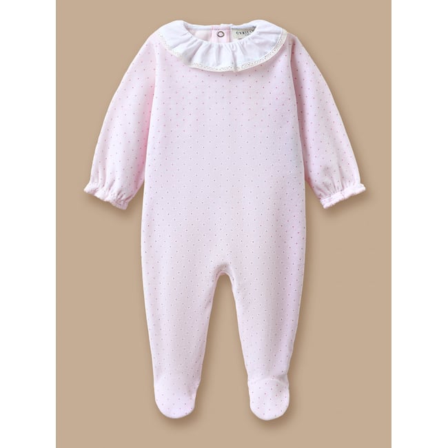 Dors-bien en velours micro pois bordeaux <span itemprop=