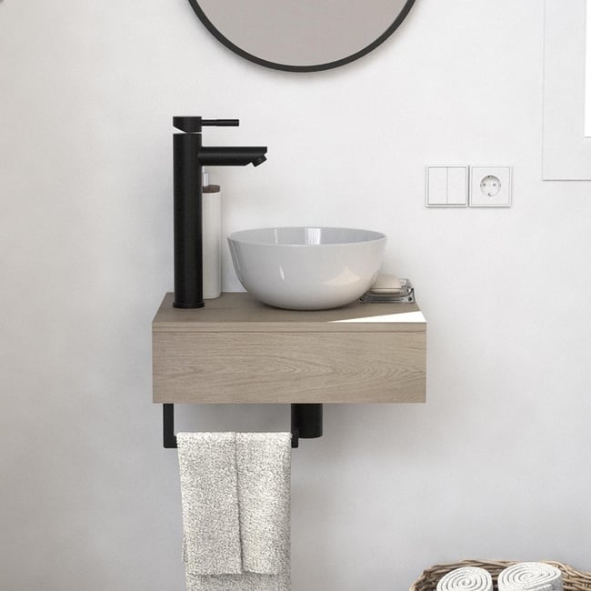 Lave-mains plan épais + vasque SOHO Couleur décor chêne <span itemprop=