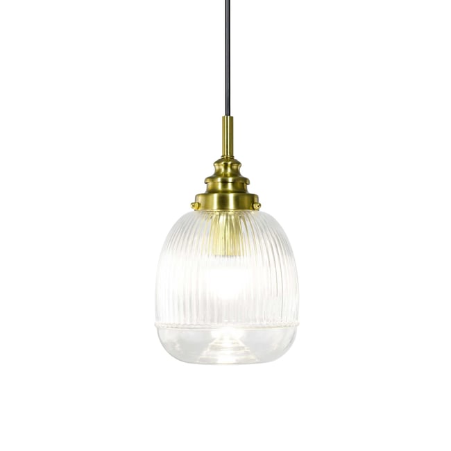 Suspension en verre et métal, ELICA Couleur transparent et doré <span itemprop=