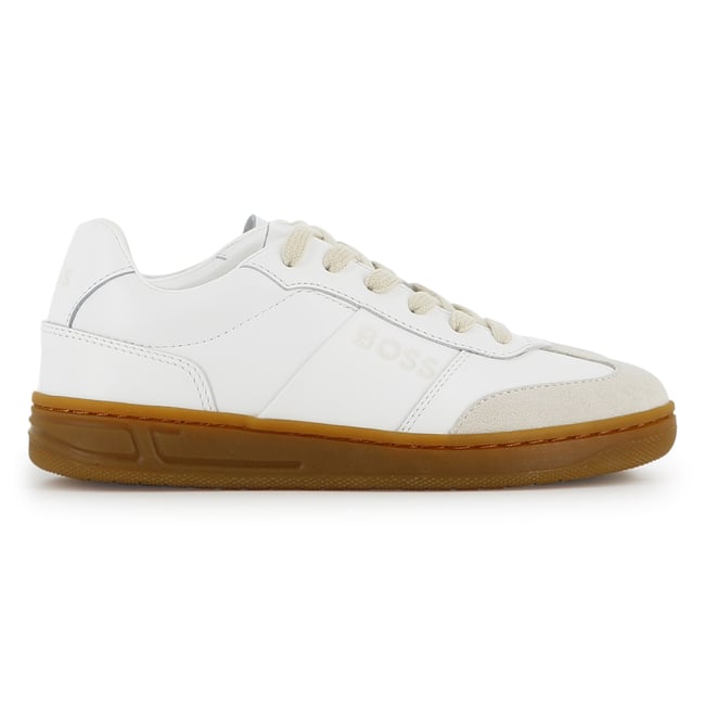 Baskets basses à lacets blanc <span itemprop=