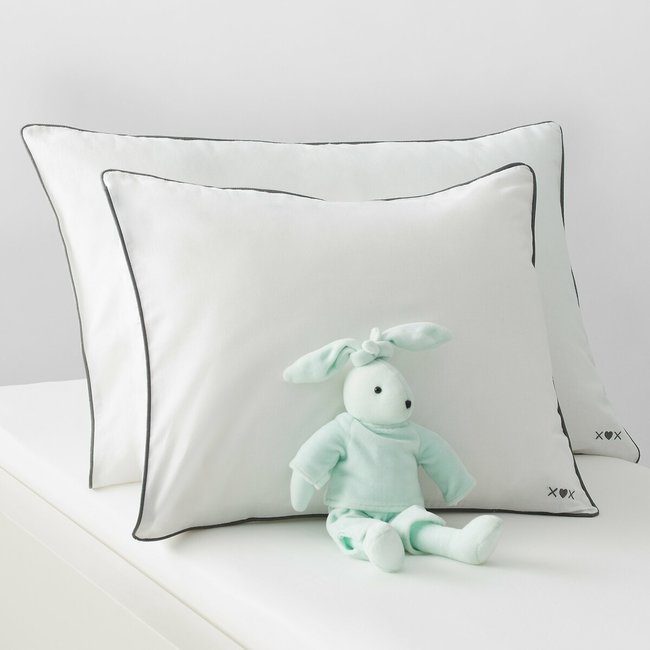 Unifarbener Baby-Kissenbezug aus Baumwolle weiss <span itemprop=