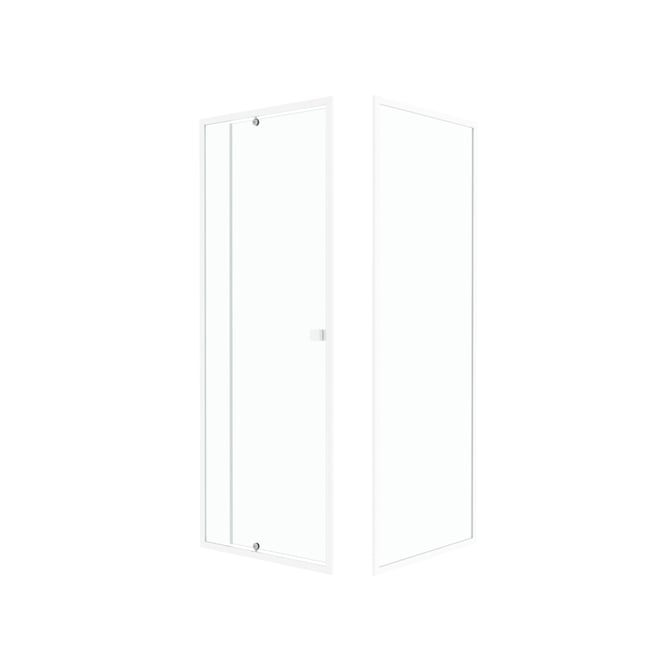Porte de douche pivotante en verre trempé avec paroi de retour blanc <span itemprop=