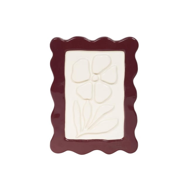 Décoration murale fleurie bordeaux H15,6 cm en résine Couleur rouge <span itemprop=