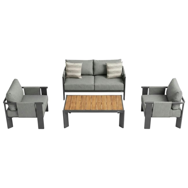 Salon de jardin 4 places en aluminium anthracite LIGO anthracite <span itemprop=