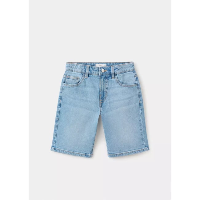 Bermuda en jean droit bleu moyen <span itemprop=