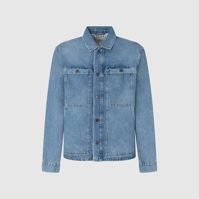 Surchemise en jean bleu clair <span itemprop=