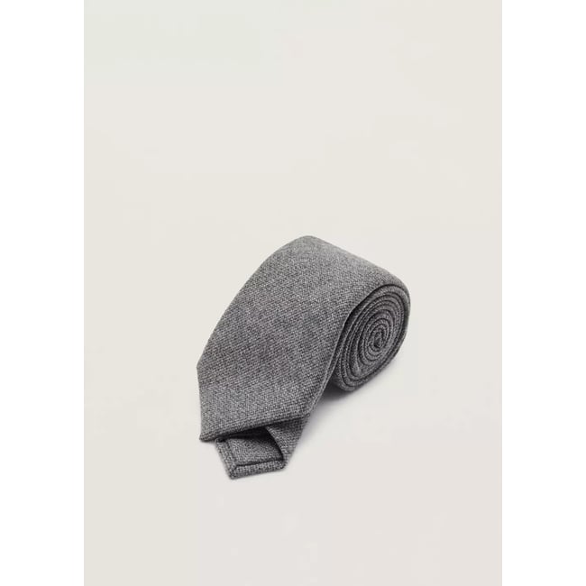 Cravate en mélange de laine vierge et de cachemire gris <span itemprop=