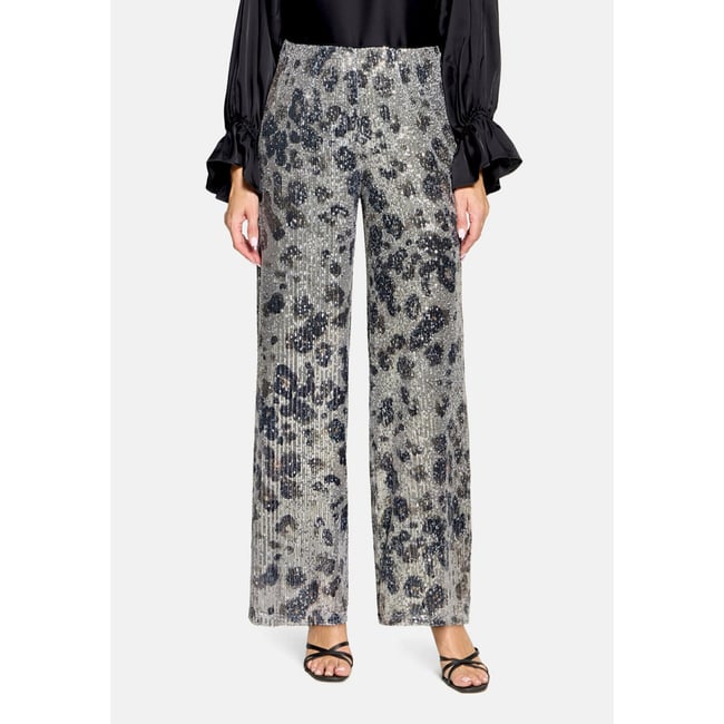 Pantalon Marlene au look scintillant beige/taupe <span itemprop=