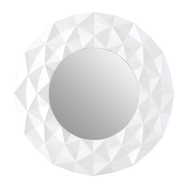 103cm 3D Effect Round Wall Mirror in White Gloss, white, SO'HOME