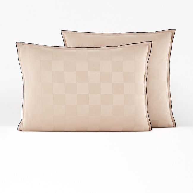 Victor Checkerboard 100% Washed Cotton Satin 300 Thread Count Pillowcase - LA REDOUTE INTERIEURS