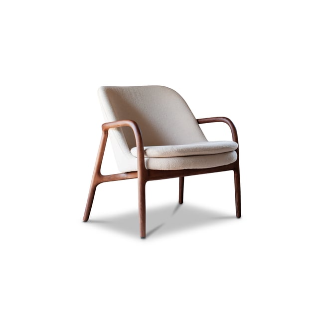 Fauteuil en frêne massif NODIA Couleur blanc cassé <span itemprop=