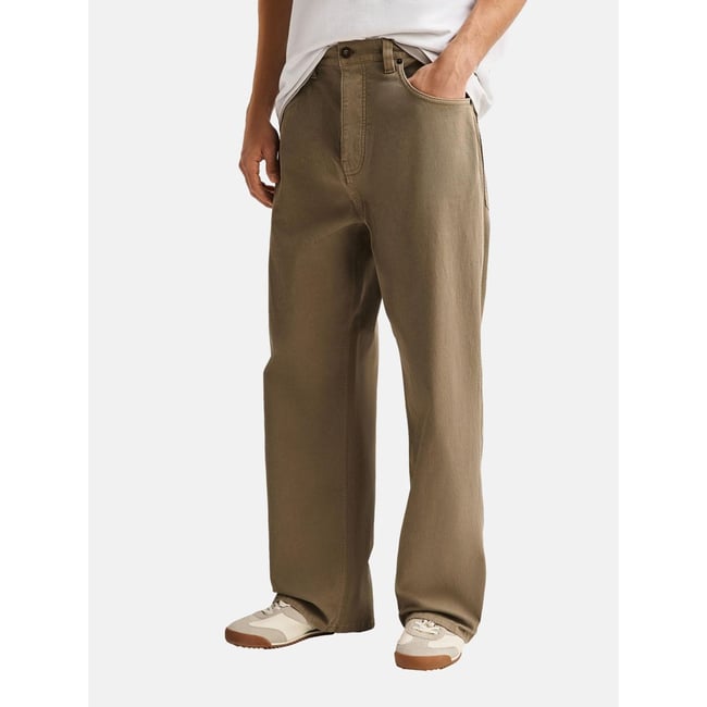 Pantalon à cinq poches en coton majoritaire sable <span itemprop=
