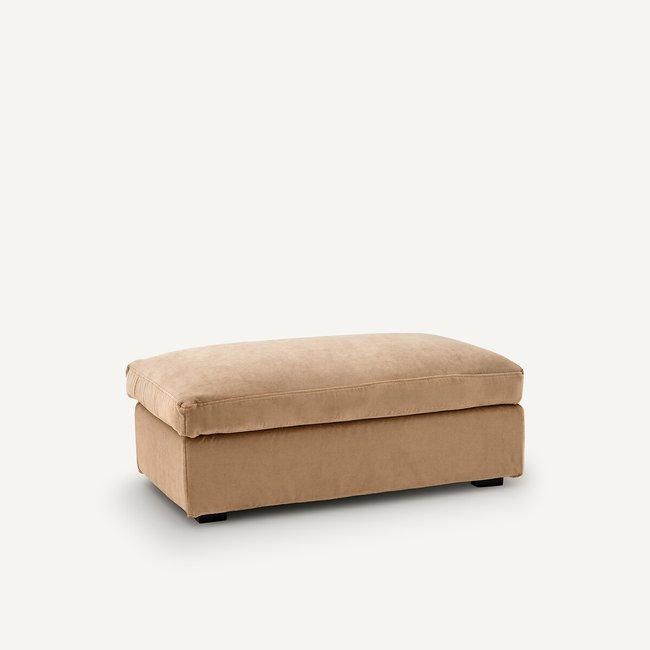 Polsterhocker Néo Kinkajou, Samt Stonewashed naturbeige <span itemprop=