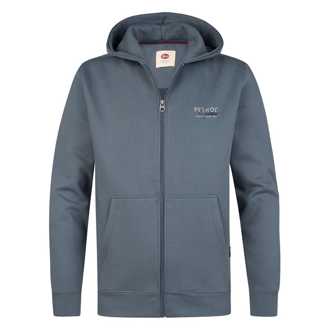 Sweat zippé à capuche bleu orage <span itemprop=