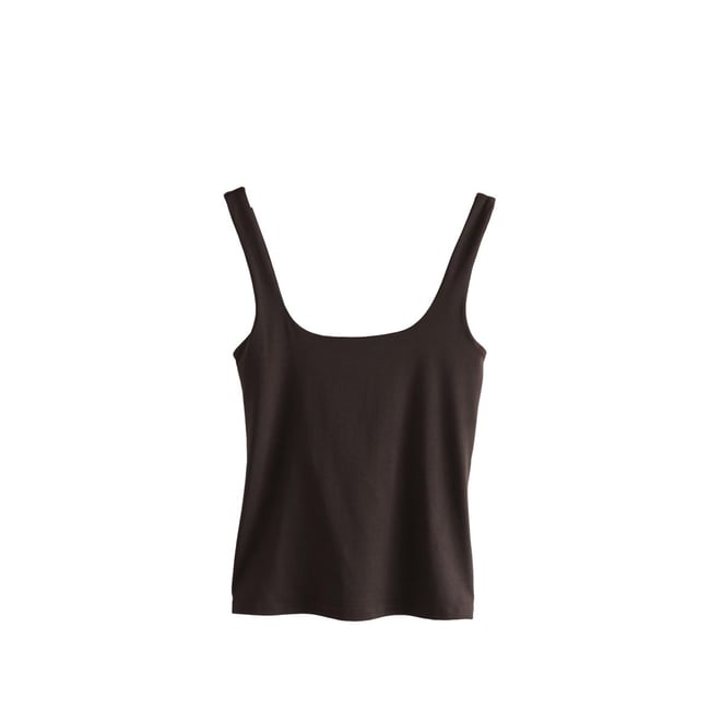 Débardeur en nylon doux à encolure dégagée marron chocolat <span itemprop=