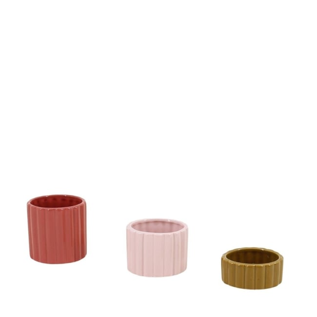 Set de 3 photophores en céramique Couleur rose <span itemprop=
