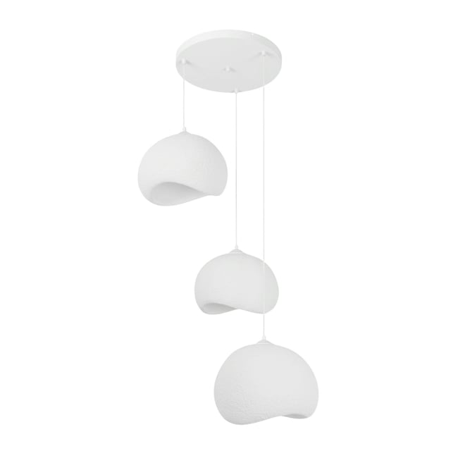 Suspension blanche étagée 3 lampes 55 cm NOXIS Couleur blanc <span itemprop=