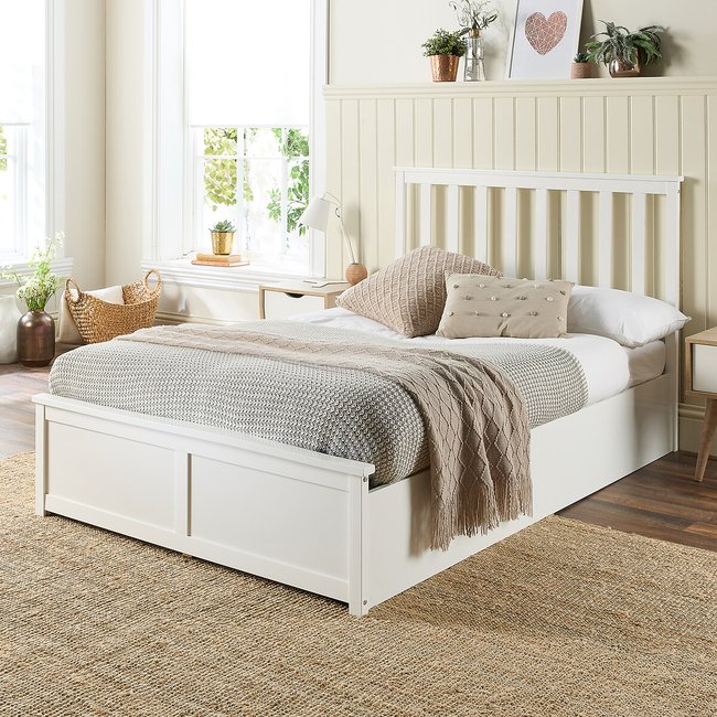 Wooden Shaker Storage Ottoman Bed, white, ASPIRE