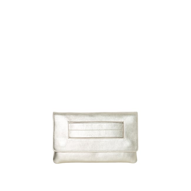 Pochette cuir métallisé champagne <span itemprop=