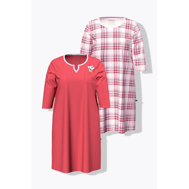 Lot de 2 chemises de nuit / grands T-shirts feuille morte <span itemprop=