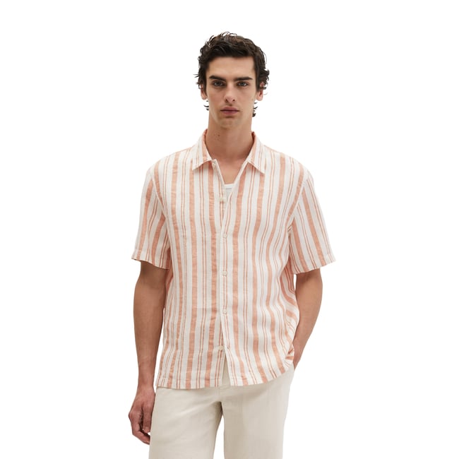 Chemise à manches courtes regular en coton bio et en lin - MARC O'POLO