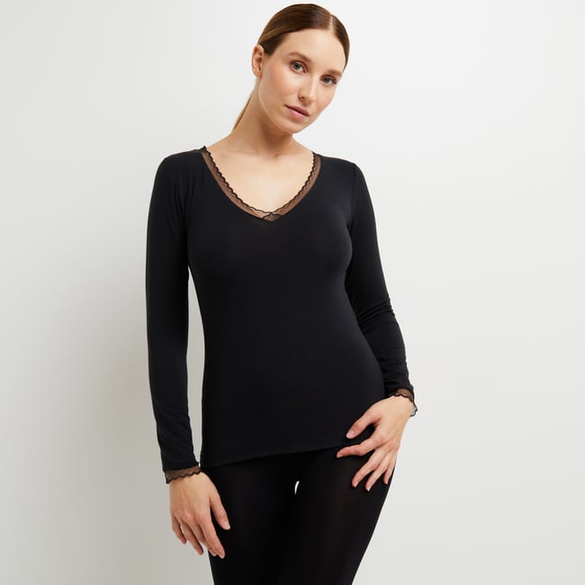 SIX2 SIX2TS3 Maillot Thermorégulateur à Manches Longues XS Noir - T-Shirt Sport Haut De Gamme