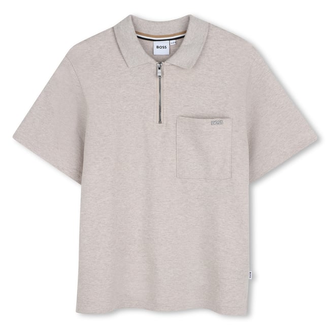 Polo manches courtes ecru chine <span itemprop=