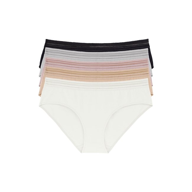 Pack of 5 Giana Knickers, black+grey+pink+beige+white, DORINA