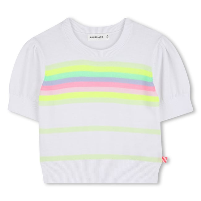 Pull manches courtes blanc <span itemprop=