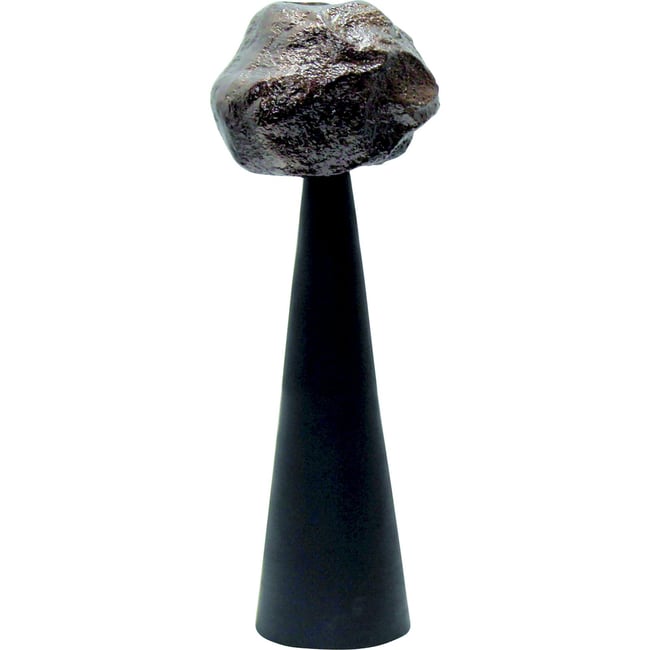 Bougeoir en métal design contemporain, Moira Couleur noir intense avec nuances bronze <span itemprop=