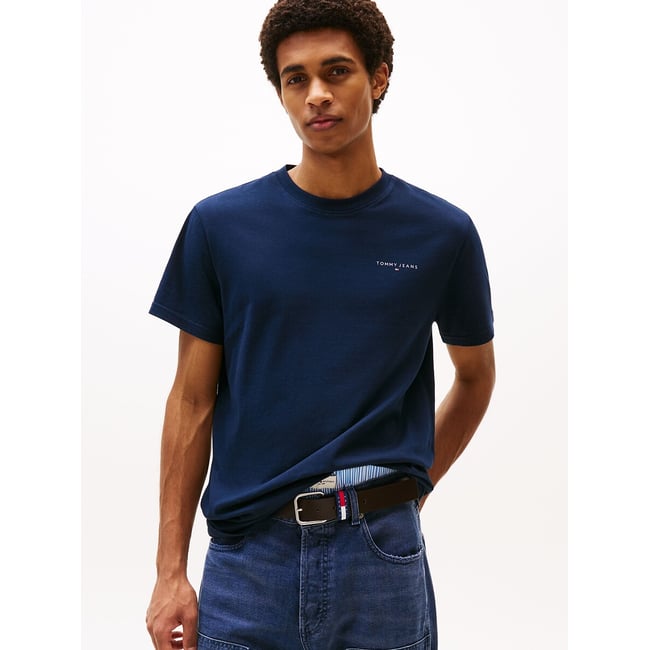 T-shirt manches courtes, slim, LINEAR bleu foncé <span itemprop=
