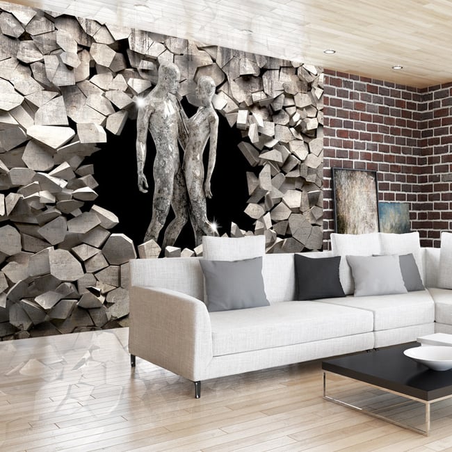 Papier peint intissé panoramique Personnes Love Made of Stone Couleur noir <span itemprop=