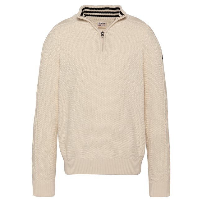 Pull camionneur en maille texturée ecru <span itemprop=