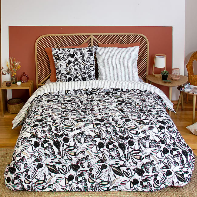 Parure de lit - housse de couette avec taies en microfibre blanc <span itemprop=
