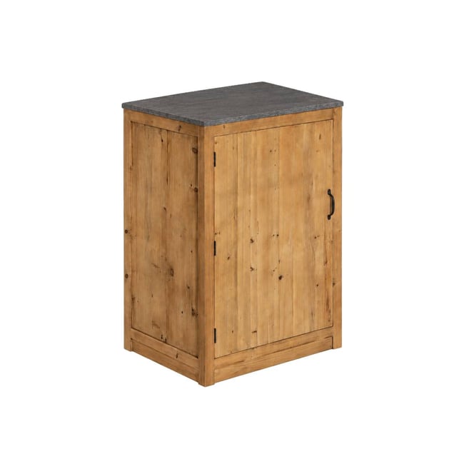 Meuble bas de cuisine en bois recyclé et pierre bleue CHAMPÊTRE Couleur bois clair <span itemprop=