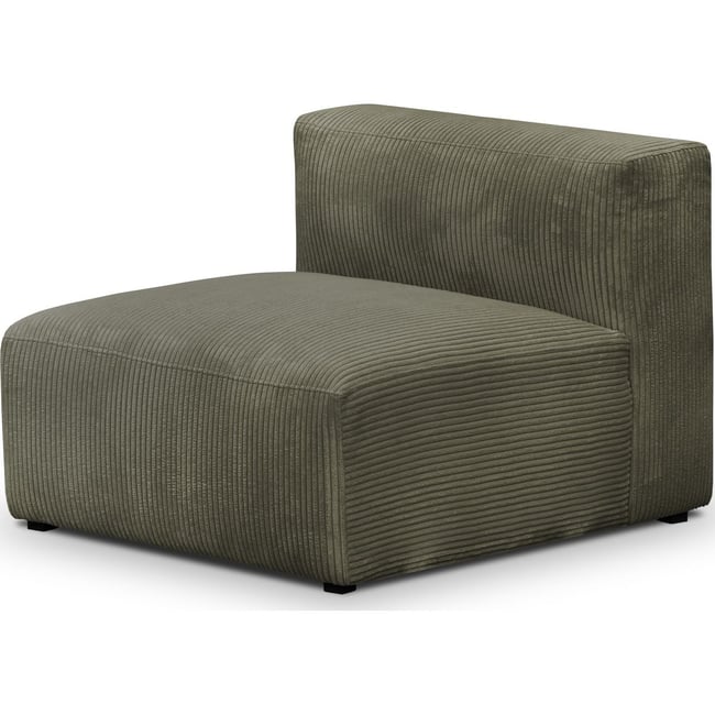 Chauffeuse sans accoudoirs modulable en velours côtelé - MODULO Couleur vert kaki <span itemprop=