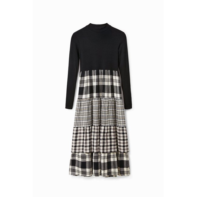 Robe midi jupe carreaux - BLACK - S noir <span itemprop=