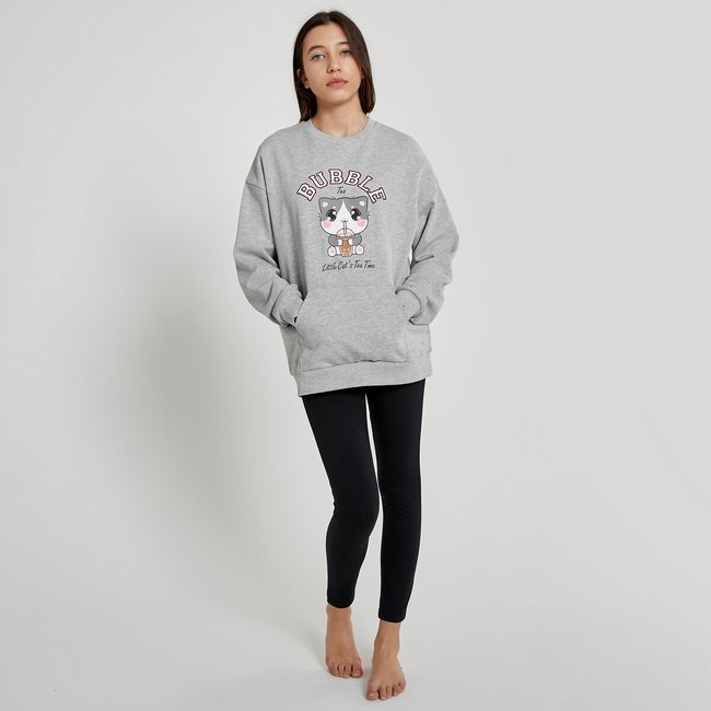 Pigiama oversize stampa gatto grigio / nero LA REDOUTE COLLECTIONS
