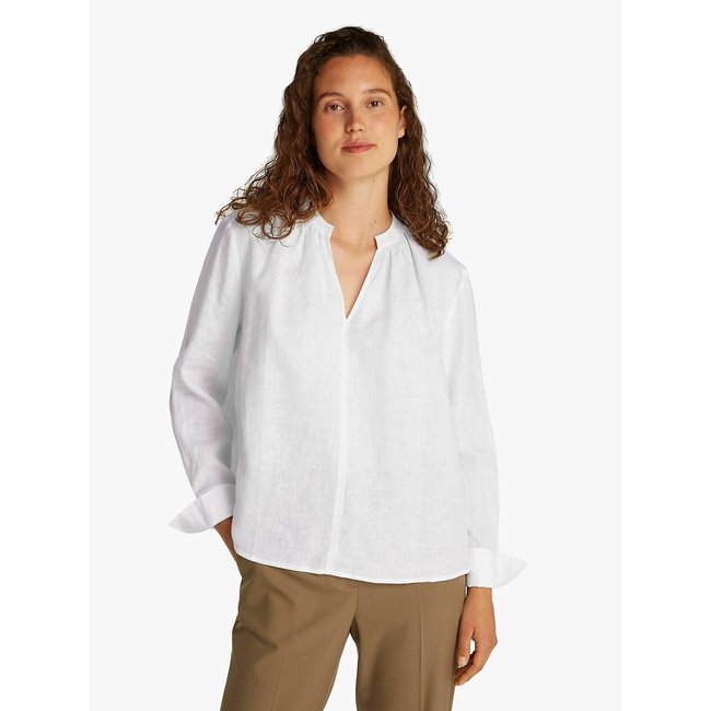 Linen V-Neck Blouse, white, TOMMY HILFIGER