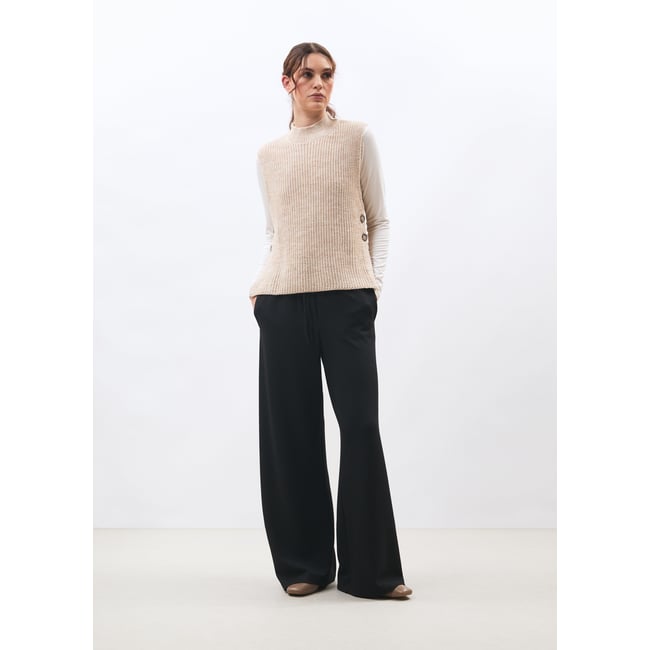 Pantalon large taille élastiquée noir <span itemprop=