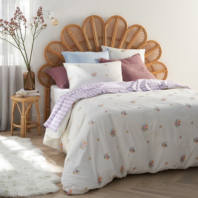 Hollyhill Embroidered Cotton Percale Duvet Cover, ecru, LA REDOUTE INTERIEURS