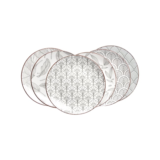 Lot de 6 petites assiettes à dessert, SASEBO Couleur beige <span itemprop=