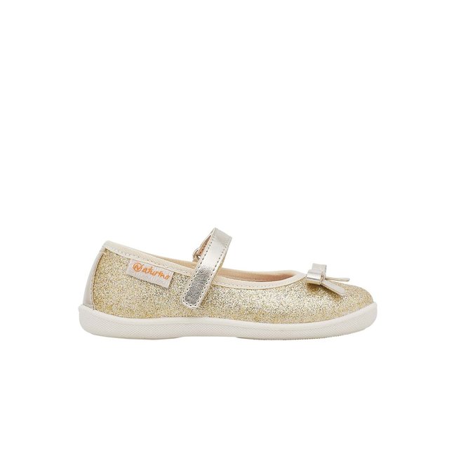 Ballerines en cuir pailleté CLARIES 2 platine <span itemprop=