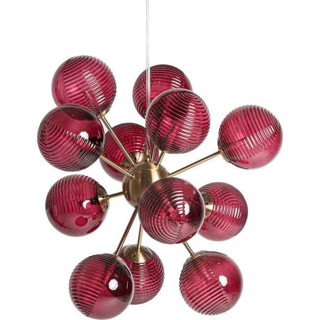 Lustre contemporain en cristal fumé pour salon Couleur bordeaux fumé cristal <span itemprop=