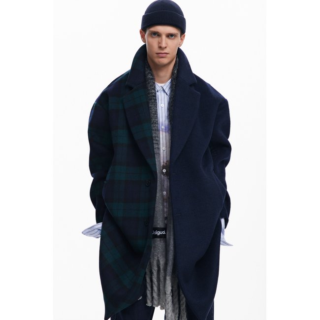 Manteau combiné oversize bleu <span itemprop=