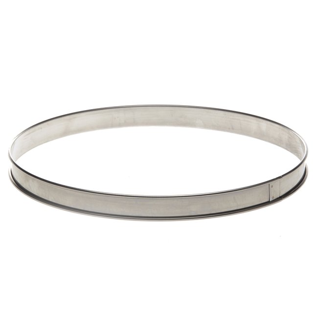 Cercle à tarte bord roulé 28 cm en inox argent / métallique <span itemprop=